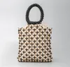 Women Crossbody Bag Gold silver bright paper ropes hollow woven handbag cotton lining straw bag female Reticulate handbag netted beach bag For Girls Party Cluth Bags