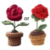 Fiori decorativi in tessuto a mano bouquet in vaso a maglia per ornamenti floreali forniture m6ce