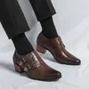 Casual Shoes High Heels Herren Ledermönchsgurt für Männer All-Match Herren Coiffeur Slip auf Ladungsstücken