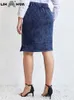 Skirts LIH HUA Womens Plus Size Denim Dress Autumn Fashion Elegant Pregnant Cotton Knitted Q240507