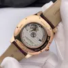 Cartre Luxury Top Designer Automatiska klockor Mens Titta på 18K Rose Gold Lunar Fas Mechanical With Original Box