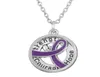 GX055 Cancer Awareness Purer Ribbon Silver Plated Strength Hope Love Letters Hollow Round Pendant Necklace For Gift1845866