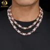 Hip Hop New Style 12Mm Wire Barber Moissanite Diamond Cuban Link Chain Rose Gold Necklace For Men