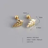 Stud Wantme 925 Sterling Silver Fashion Simple Earbone Perforated Screke Bead Leaf Earrings乳児と女性に適したStatemnet Gold Jewelry Q240507