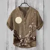 Polos męski Nowy zakrzywiony uchwyt Koszulka z krótkim rękawem 3D Bamboo Linen Line Casual Loose Button Button Trend GenerationL2405