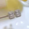 Stud Earrings S925 Silver Ear T-Square Full Sky Star Zircon Inlaid European And American Fashion Versatile Boutique Jewelry For Women