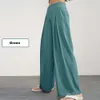 Mulheres soltas calças de perna larga mulheres ioga calça de moletom alta cintura alta