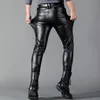 Pantalon en cuir pour hommes Skinny Fit Elastic Pu Leather Bikers Pantalons Nightclub Party Dance Pantalon Thin 240424