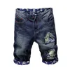 Fashion kleding 2024 Trendy merk True religieuze spijkerbroek shorts mannen mannen verontruste gaten trendy Instagram high street explosieve straatstijl heren jeans ontwerpen