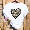 T-shirt féminin Femmes Leopard Love Heart Print T-shirts Fashion Graphic t Top Short Slve 90s Cute Spring Summer Shirt Feme T-shirt Y240506