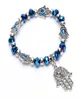 Charme Armbänder Ganzevintage Charme türkiser Perlen Armband Mode Hamsa Handkristallglas Frauen Fein Schmuck Pulseras G046892806