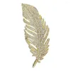 Broches Couleur argentée de luxe plume en cristal doré pour femmes plante alliage en alliage broche dame farine épingles de sécurité bijoux cadeau