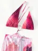Swimwear pour femmes XS - L Imprimé avec robe One épaule bikini féminine maillot de bain deux pièces de baignade baignoire k5596