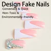 False Nails 24pcs 3D Full Crystal Fake Nails Shiny Rhinestone Duckbill Shaped False Nails Full Cover Wearable French Press On Nails Tips T240507