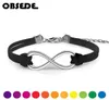 infinity Rope bracelet Handwoven 15 Color silver Korean Velvet leather Fashion Wrap Leather Jewelry Women Men4852584