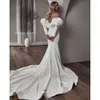 Strapless jurken prachtige zij mermaid bruiloft Hoog gesplitst ontwerp plooien Backless Zipper Chapel op maat gemaakte plus size bruidsjurk vestidos de novia