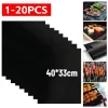 Grills 120pcs Nicht -Stick BBQ Grill Mat 40*33 cm Backmatte Grillwerkzeuge Kochen Grillbogen Wärmewiderstand leicht gereinigt Küchenwerkzeuge