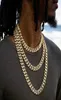 2021 12 mm Miami Cuban Link Bracelet Bracelets do męskiego naszyjnika tenisowego Bling Hip Hope Out Diamond Gold Srebrny Raper W4693198