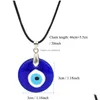 Colliers de pendentif 30 mm glaçage coloré Blue Evil Eye Fashion Lucky Turkish Key Collier For Friend Jewelry Gift Drop Livrot Pendants Dhscz