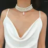 Colliers pendants Collier de tour de cou de perle baroque irrégulier pour femmes mariée multicouche chaîne de clavicaux