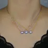 Ketten 925 Sterling Silber Roségold Farbe Hamsa Eye Design einzigartige Mode Frauen Freundin Geschenk Schöne Saphire Charm Halskette