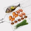 Grills cestino grill pieghevole cestino per grill barbecue in acciaio inossidabile portatile con manico per verdure di pesce accessori di cottura di gamberi