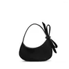 Sacs à bandouliers Balletcore Corean Style Hobo Sac Black Hands Hands Couleur Couleur Fashion Design Bow Crochets Voyage