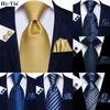 Bow Ties Hi-Tie Yellow Gold Solid 63inch Silk Mens Extra Long for Men Woven Classic 160cm Ntralte Packs Square Set manchetjes