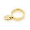 Anéis de banda 316L Titanium Steel Gold Bated Heart Ring T Family Letter Double Heart Ring Feminino Q240507