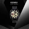 Montre-bracelets Ksenrui Personalit Noble Luxury Men Quartz Watch Date Semaine Lumineuse en relief en relief en cuir masculin Sport pour hommes
