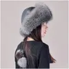 Beanie/Skull Caps Beaniesskl 100% natuurlijke bont hoed vrouwen cap dikke winter warme vrouwelijke mode voor met oorbeschermers 230926 drop levering acc. otpjn