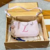 Luxe designer merk roze gradiënt mahjong kettingzakken met aardbeiharten charme gouden ketting lederen band crossbody handtassen koppelingsfeestje onderarms portemonnee