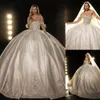 Stunningbride 2024 Luxurious Perles Robes de mariée arabe Robe de bal sur la robe nuptiale en dentelle épaule paillettes appliques conçues sur mesure