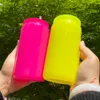 All'ingrosso Bulk Bulk riutilizzabile Blank Sublimation Colori neon da 16 once possono essere a forma di tazze di vetro borosilicato con coperchio PP e paglia per impacchi DTF UV