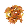 Decorative Flowers Wreaths Artificial Candle Holder Rings With Maple Leaf Pumpkin Berry Artificial Wreath For Thanksgiving Halloween Decoration