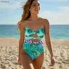 Swimwear Women Sexy Hollow Out One Piece Swimsuit 2024 Bandeau de maillot de bain Floral Imprime de bain Bodys de Backwear High Cut Monokini Bodys WX