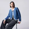 Toyouth Women Blazer Autumn Long Manche V couche Verbe Couleur Couleur Couleur Couleur Mode Elegant Blue Outwear Tops 240507