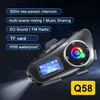 Mobiele telefoon oortelefoons 1/2 Q58 MAX MOTORCYCLE INTERCOM HELME BLUETOOTH Oortelefoons LCD Display 2 Rider 500m Intercom Music Deling with Flash J240508