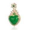 Colliers pendants imitation ovale verte jade zircon en gros de luxe coeur rond coupé charmes cz bricolage joelry collier pendentif