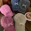 Ball Caps Vintage Washed Denim Baseball Cap pour femmes Bow Snapback Hat Broidered Adjustable Girls Peak Spring Summer