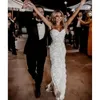 Avtagbar bröllop underbara tåg sjöjungfruklänningar med älsklingsapplikationer spetsar chic brudklänningar rufsar skräddarsydda vestidos de novia