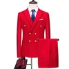 Herenpakken Blazers 2023 Mode Nieuwe heren Business Double Breaked Solid Color Suit Coat/Mall Slim Wedding 2-delige Trailblazer Jacket broek broek broek Q2405071