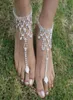 Mariage de plage Chevilles nuptiales Silver Tone Rhingestone Sandales aux pieds nus Bracelets Foot Chains Bracelets Chains Womens bijoux 3140882