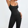 Combinaisons pour femmes Rompères Femmes décontractées sans coulé longue combinaison ajustée Solide noire sans arrière sans dos classiques décontractés Camisole Club BodySuit Streetwear D240507