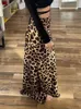 Scherma delle gonne Retro Womens Leopard Pattern Satin in pelle satinata 2024 Fashi