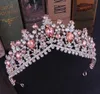 Kmvexo baroque rose rose rose cristal balise de mariée couronnes hignestone diadème pour les bandeaux de mariée royal accessoires de cheveux de mariage y22639205