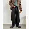 Calças vintage homens homens coreanos calças folgadas de perna reta de cor sólida pernas largas calças calças casuais da primavera