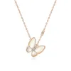 Originalità del marchio Van Seiko Gold rosa puro Silver Bianco Fritillaria Butterfly Necklace Womens Luce Luxuria Piccolo e popolare Gioielli Neckchain di alto senso