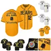 Mens #3 #12 Bad Bear Movie Baseball Jersey Bianco Giallo nero