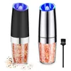 Electric Salt and Pepper Grinders Stainless Steel Automatic Gravity Herb Spice Kitchen Gadget Sets 240508
